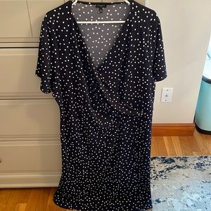 3x Talbots Navy and white polka dot dress